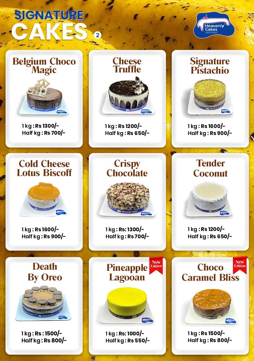 Heavenly Cakes menu card 8